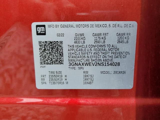 2022 CHEVROLET EQUINOX RS 3GNAXWEV2NS154028
