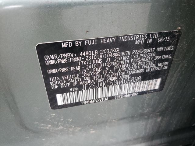 2016 SUBARU FORESTER 2 JF2SJAKC5GH405898