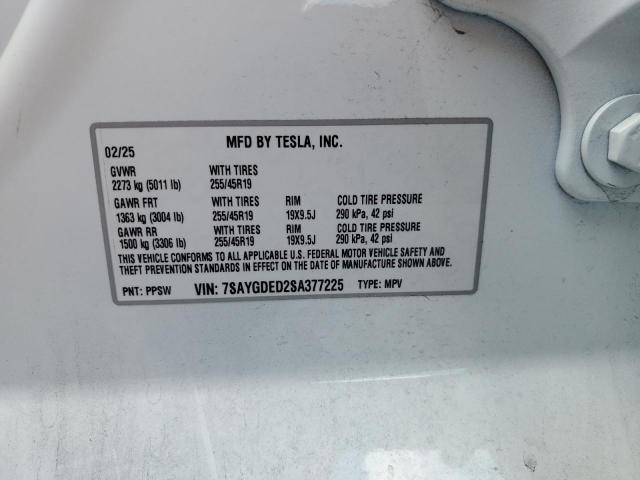 2025 TESLA MODEL Y 7SAYGDED2SA377225