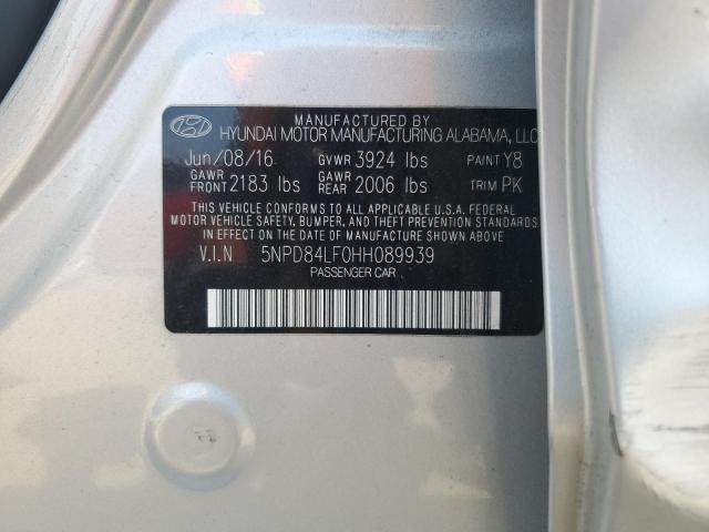 2017 HYUNDAI ELANTRA SE 5NPD84LF0HH089939