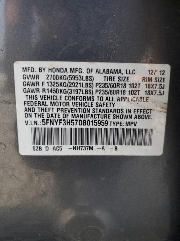 2013 HONDA PILOT EXL - 5FNYF3H57DB015959