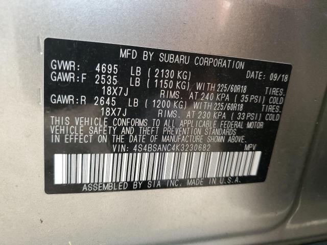 2019 SUBARU OUTBACK 2. 4S4BSANC4K3230682