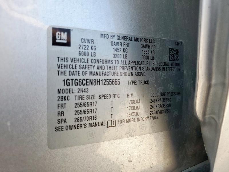 2017 GMC CANYON SLE 1GTG6CEN8H1255665