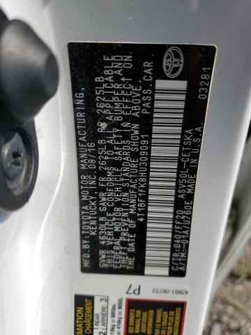 2017 TOYOTA CAMERY 4T1BF1FK8HU309091
