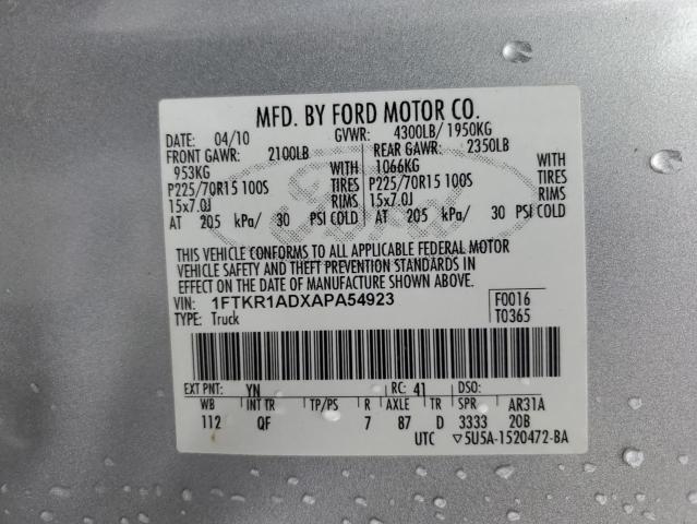 2010 FORD RANGER - 1FTKR1ADXAPA54923