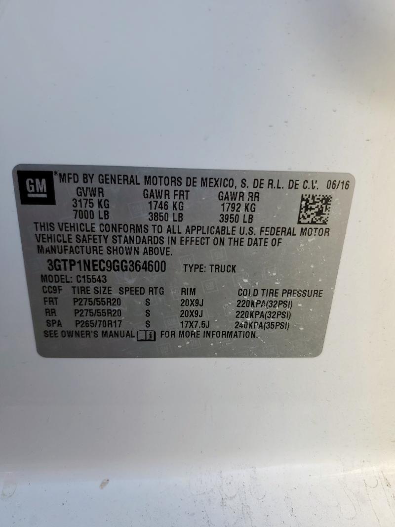 2016 GMC SIERRA C1500 SLT - 3GTP1NEC9GG364600