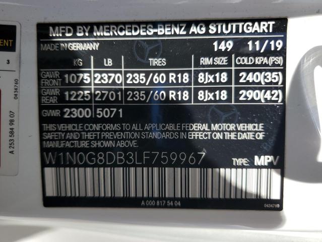 2020 MERCEDES-BENZ GLC 300 W1N0G8DB3LF759967
