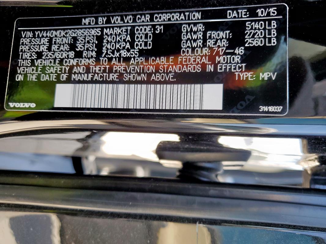 2016 VOLVO XC60 T5 PR YV440MDK2G2856965