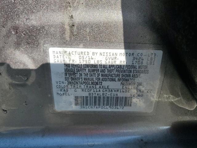 2016 NISSAN VERSA S - 3N1CN7AP0GL903672