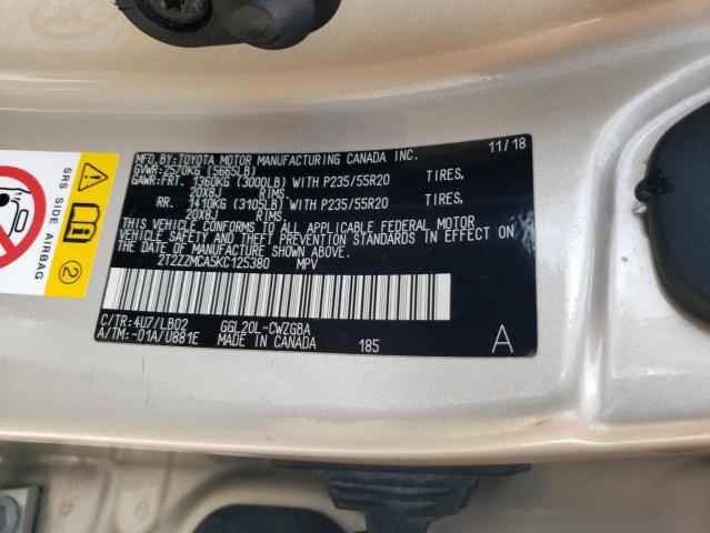 2019 LEXUS RX 350 BASE 2T2ZZMCA5KC125380