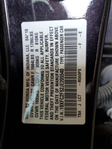 2018 HONDA CIVIC LX 19XFC2F52JE205540