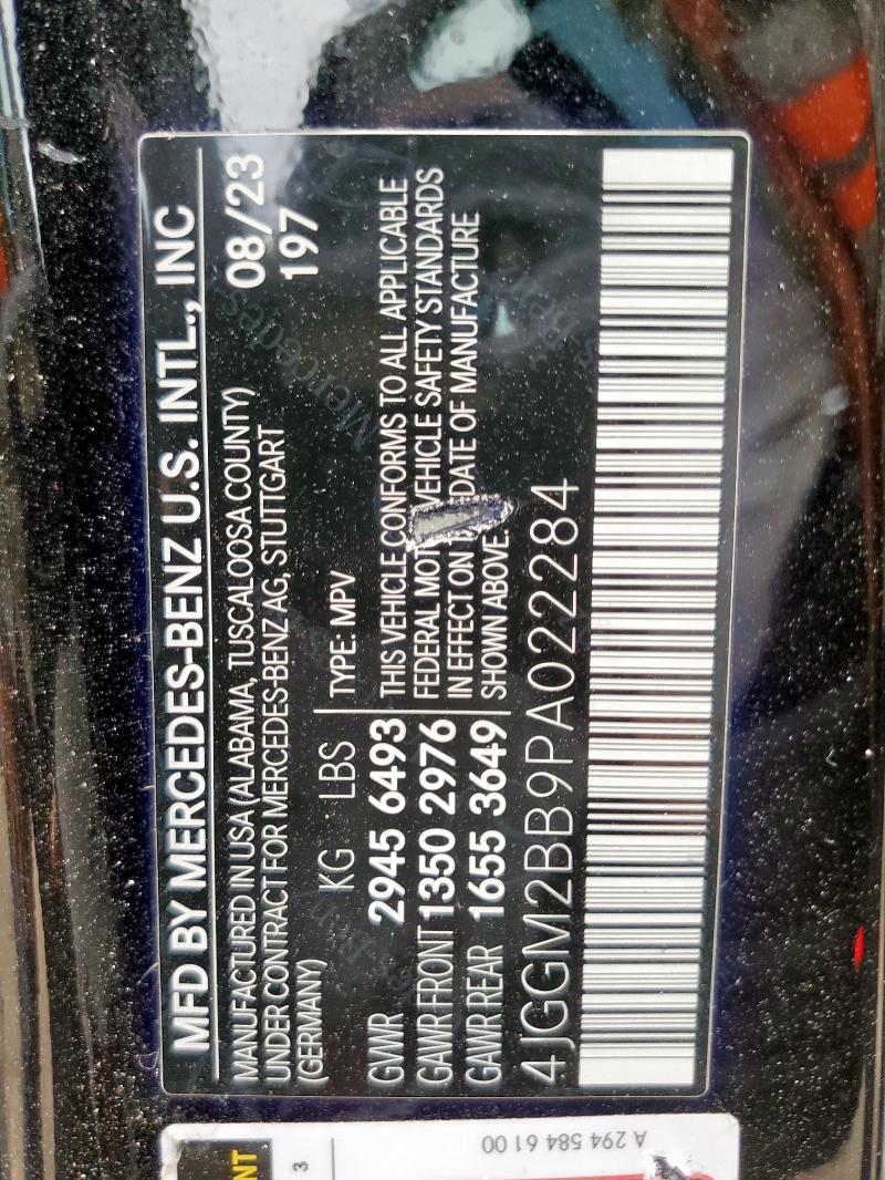 2023 MERCEDES-BENZ EQE SUV 35 4JGGM2BB9PA022284