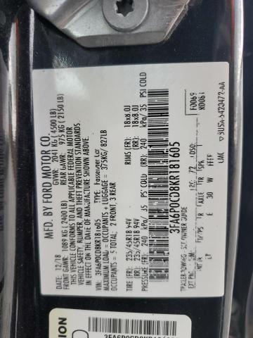 2019 FORD FUSION SEL 3FA6P0CD8KR181605