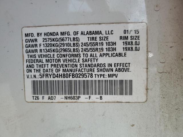 2015 ACURA MDX ADVANC 5FRYD4H80FB029578