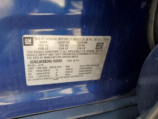 2017 CHEVROLET TRAX LS 3GNCJKSB2HL182665