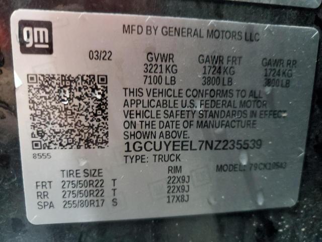 2022 CHEVROLET 1500 1GCUYEEL7NZ235539