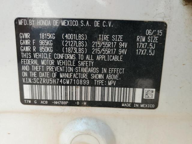 2016 HONDA HR-V EXL 3CZRU5H74GM710899