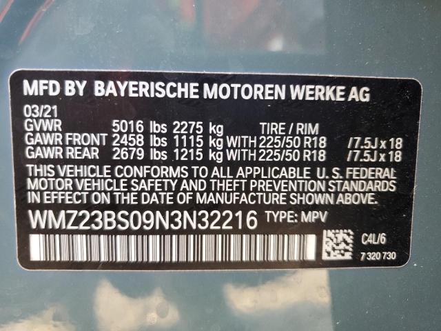 2022 MINI COOPER S E WMZ23BS09N3N32216