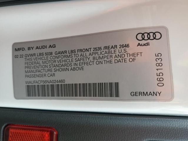 2022 AUDI A5 PREMIUM WAUFACF56NA024460