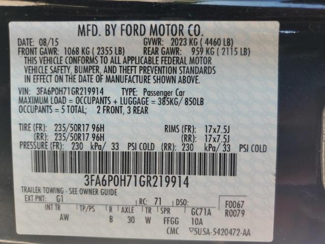 2016 FORD FUSION SE - 3FA6P0H71GR219914