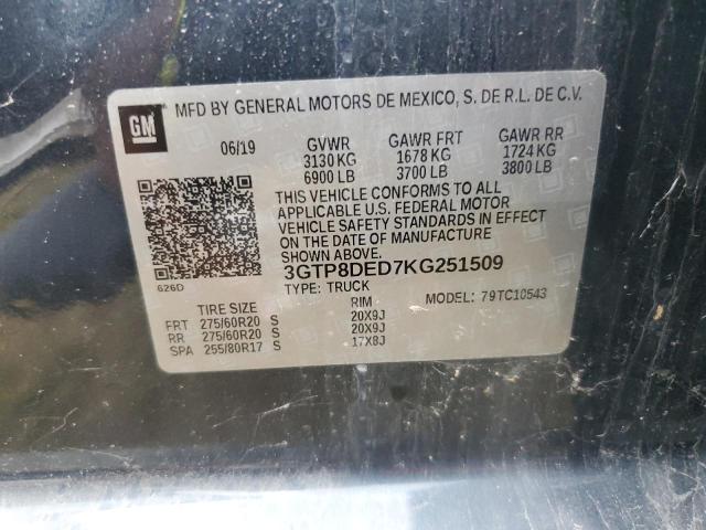 2019 GMC SIERRA C15 3GTP8DED7KG251509