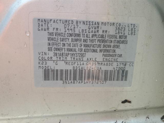 2017 NISSAN SENTRA S 3N1AB7AP1HY372907
