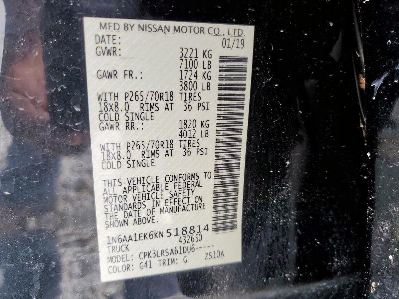 2019 NISSAN TITAN S - 1N6AA1EK6KN518814