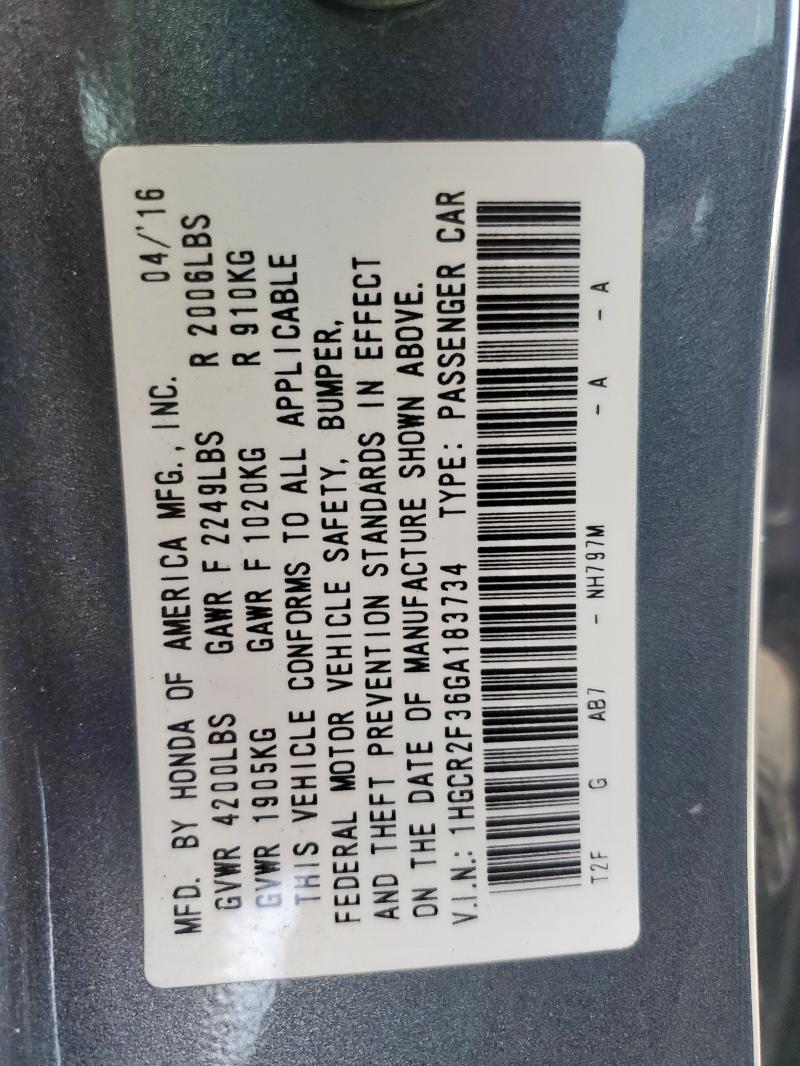 2016 HONDA ACCORD LX 1HGCR2F36GA183734