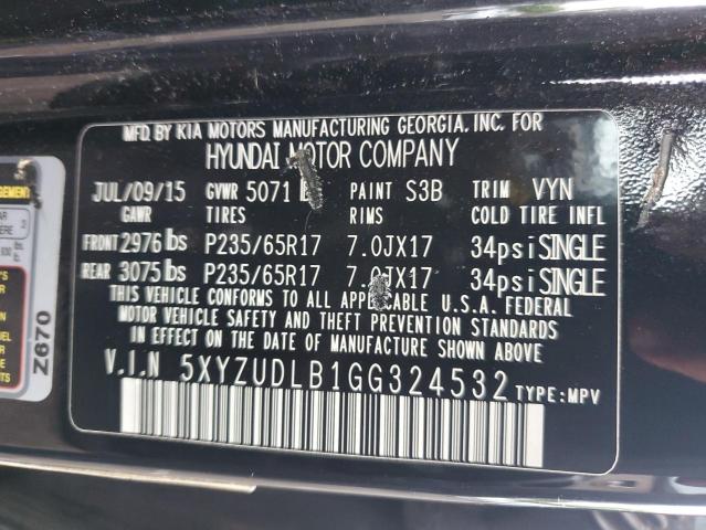 2016 HYUNDAI SANTA FE S - 5XYZUDLB1GG324532