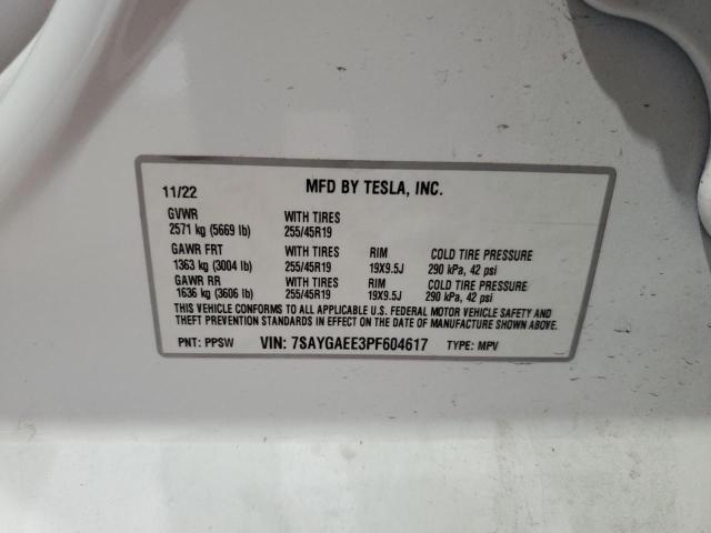 2023 TESLA MODEL Y 7SAYGAEE3PF604617