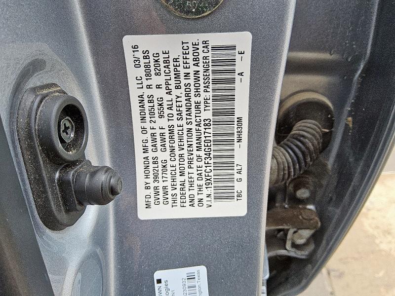 2016 HONDA CIVIC EX 19XFC1F34GE017183