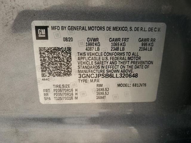 2020 CHEVROLET TRAX 1LT 3GNCJPSB6LL320648