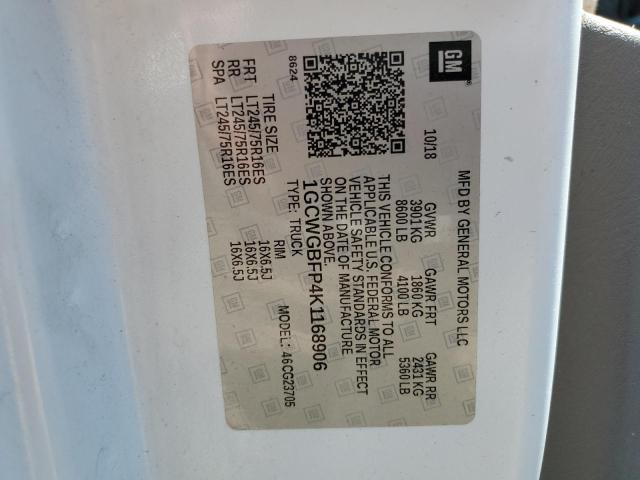 2019 CHEVROLET EXPRESS G2 1GCWGBFP4K1168906