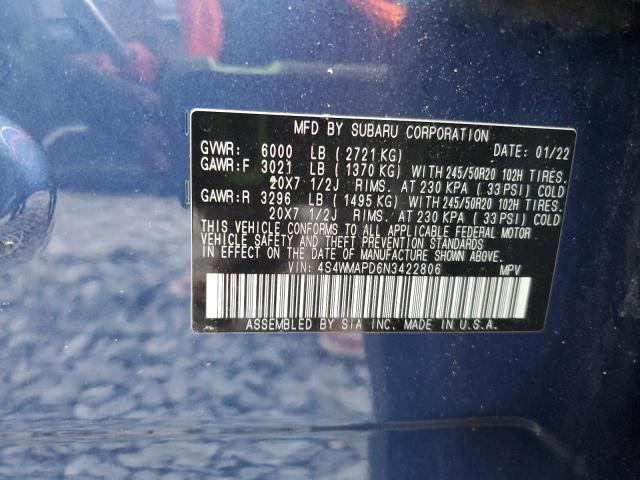 2022 SUBARU ASCENT LIM 4S4WMAPD6N3422806
