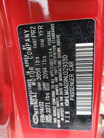 2022 HYUNDAI ELANTRA SEL KMHLM4AG9NU329330