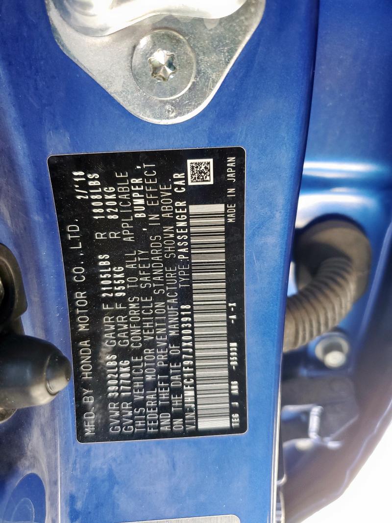 2018 HONDA CIVIC TOUR JHMFC1F97JX003918