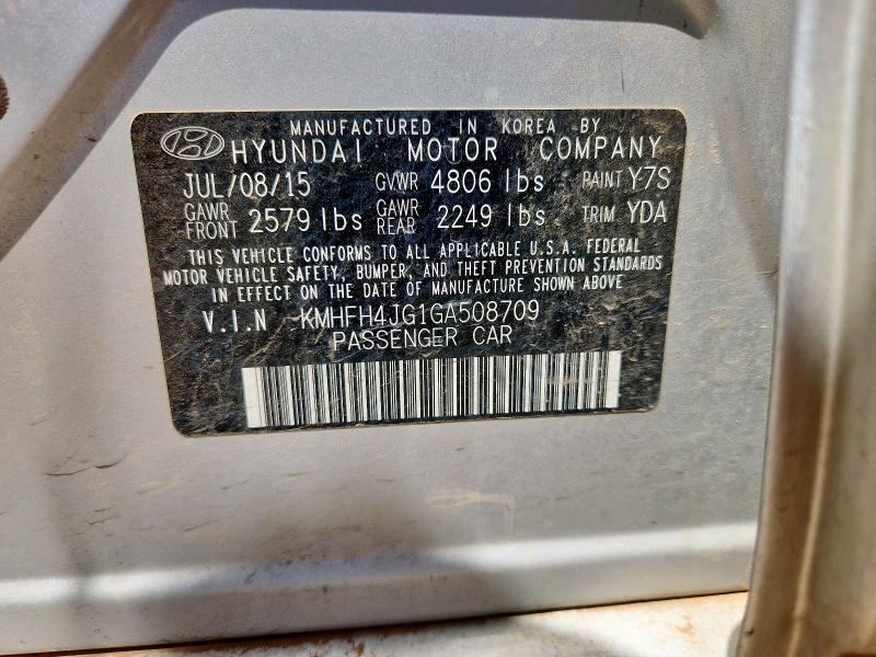 2016 HYUNDAI AZERA LIMI KMHFH4JG1GA508709