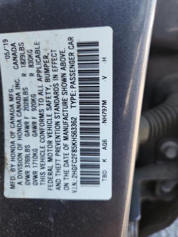 2019 HONDA CIVIC SPOR - 2HGFC2F85KH563362