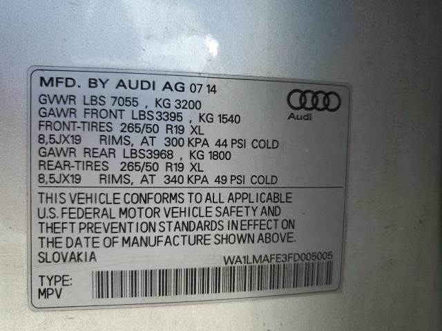 2015 AUDI Q7 TDI PRE WA1LMAFE3FD005005