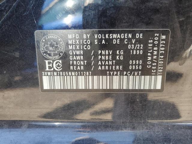 2022 VOLKSWAGEN JETTA SE 3VWEM7BU5NM011287