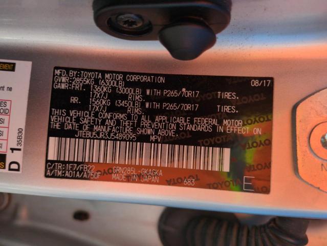2018 TOYOTA 4RUNNER SR JTEBU5JR3J5489095