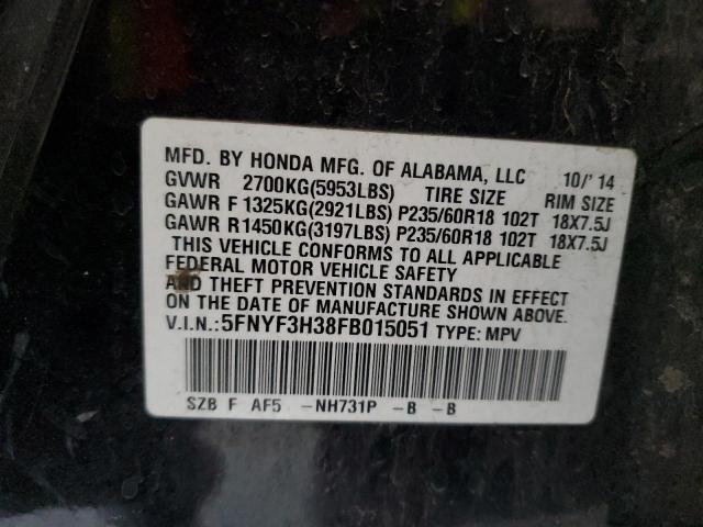 2015 HONDA PILOT SE 5FNYF3H38FB015051