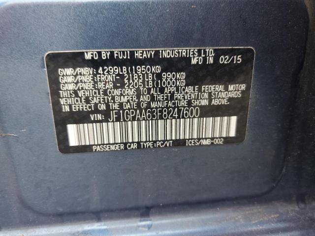 2015 SUBARU IMPREZA JF1GPAA63F8247600
