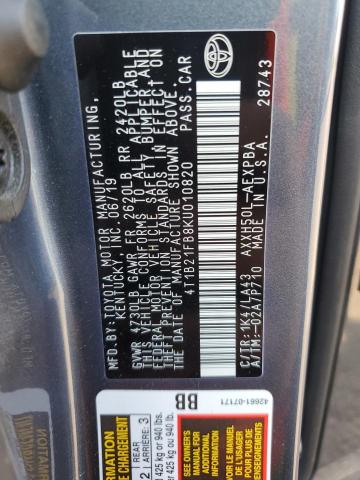 2019 TOYOTA AVALON XLE 4T1B21FB8KU010820