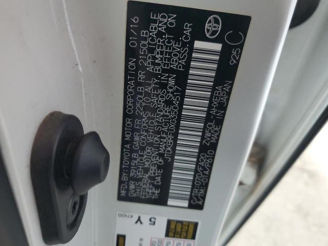 2016 TOYOTA PRIUS JTDKBRFUXG3504517