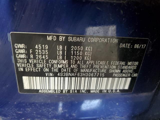 2017 SUBARU LEGACY 2.5 4S3BNAF63H3067715