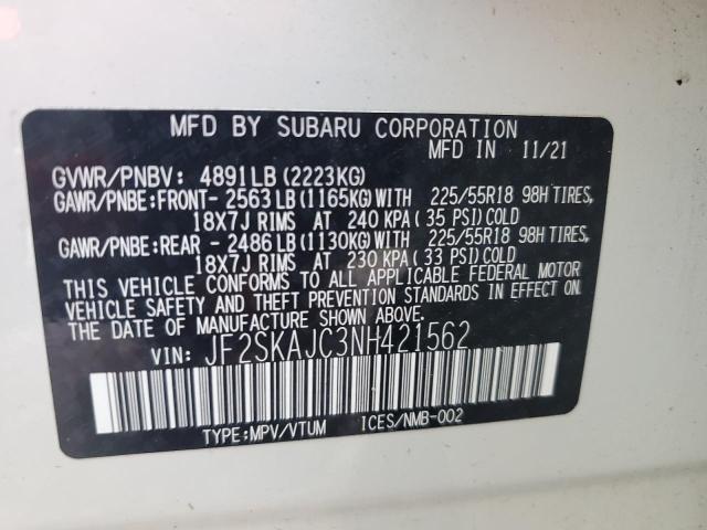 2022 SUBARU FORESTER S JF2SKAJC3NH421562