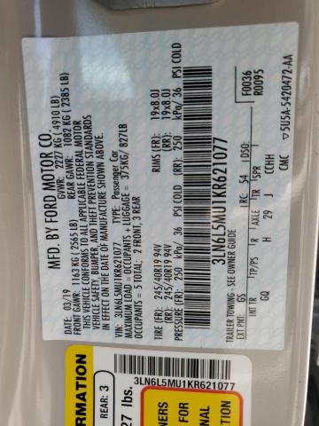 2019 LINCOLN MKZ RESERV 3LN6L5MU1KR621077