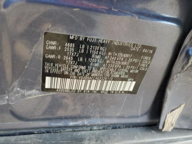 2016 SUBARU OUTBACK 4S4BSACC4G3326113