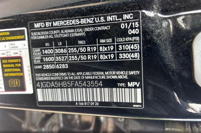 2015 MERCEDES-BENZ ML 350 4MA - 4JGDA5HB5FA543554